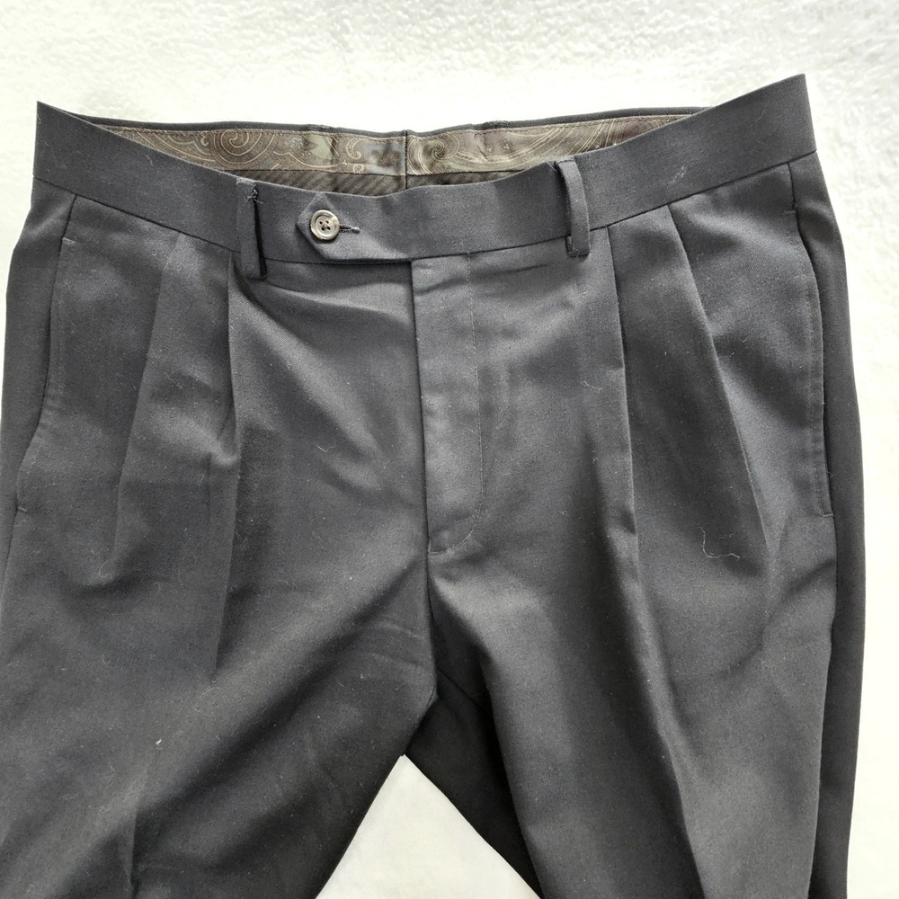 Lauren Ralph Lauren Mens Black Pleated Cuffed Dress Pants Trousers 32W x 30L